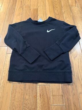 Nike Black Kids Crewneck Sweatshirt with White Swoosh
